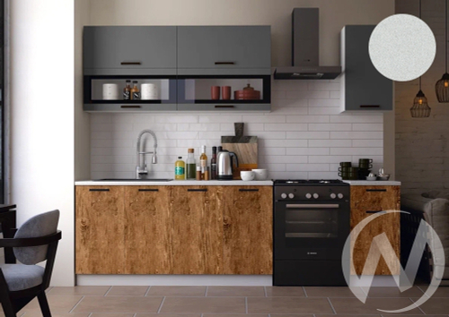 Кухня Техно 2;0м (белый/графит софт; экзотическое дерево амазония/антарес) Компоновка №2