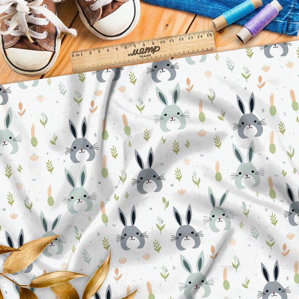 Ткань премиум дюспо мультяшные зайцы