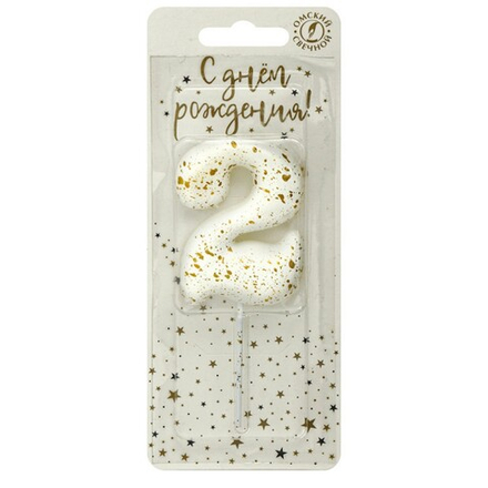 Свеча для торта "Белые брызги" №2 (5,3 см)