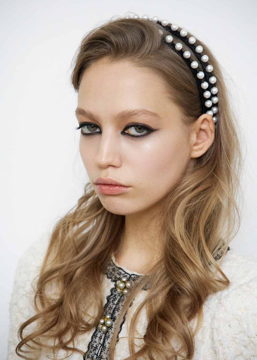 Двойной ободок с жемчужными шарами