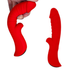 Красный вибромассажер 5 Silicone Wild Passion - 19,1 см. (Цвет: красный)