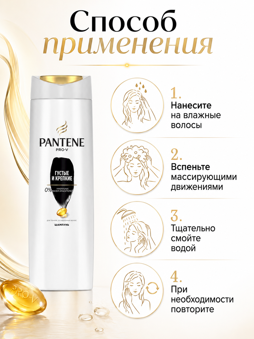 Шампунь для волос PANTENE Густые и крепкие 400мл