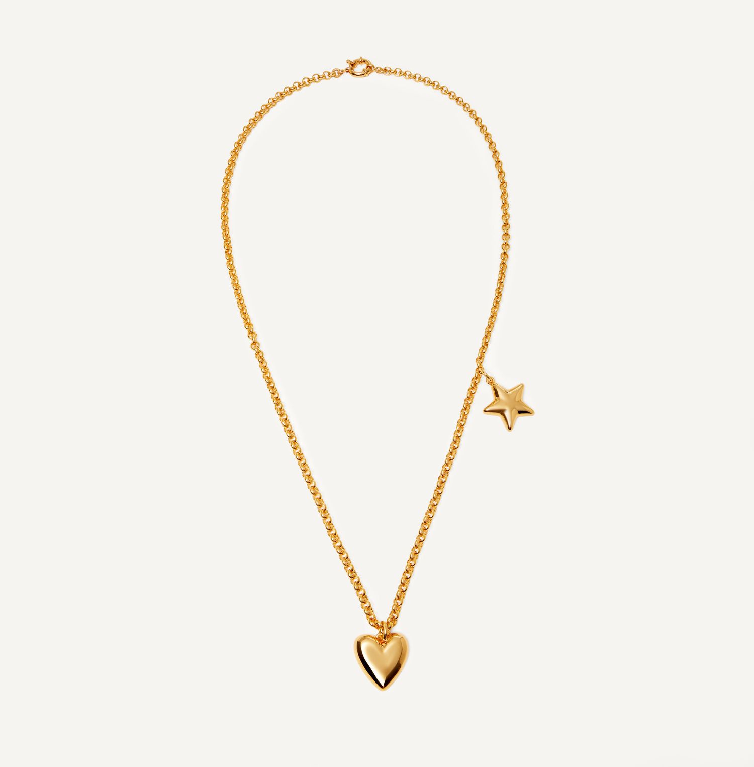 Колье Gold Chain With Heart And Star Charm