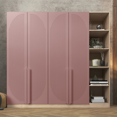 Шкаф Агератум МДФ четырехсекционный с стеллажом Лайн бохо (0,27) А10017 матовая - Дуб Сонома 3025  210*60*240