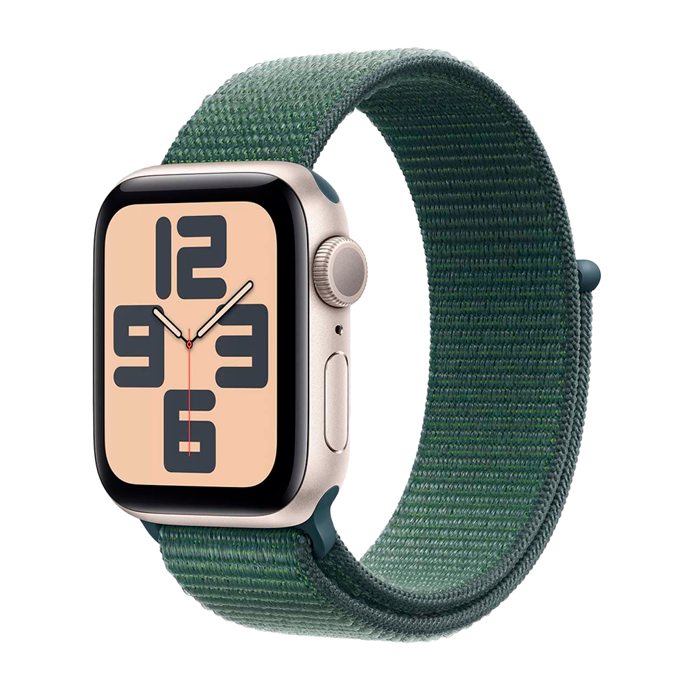 Умные часы Apple Watch SE 2 (2024) GPS, 40mm, Starlight Aluminium Case with Sport Loop, Lake Green (Сияющая звезда)