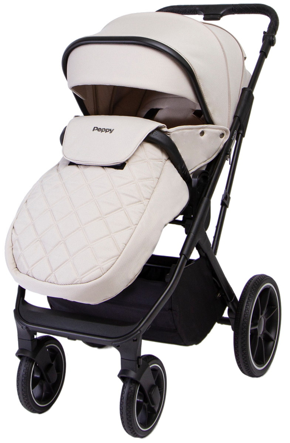 Детская коляска Peppy Tecla 3 в 1 с автокреслом Verona Beige Stone Chrome Edition Бежевый
