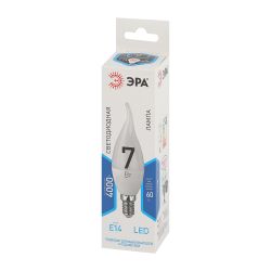 Лампочка светодиодная ЭРА STD LED BXS-7W-840-E14 E14 / Е14 7Вт свеча на ветру нейтральный белый свет | Лампы cветодиодные Свеча (B/C)