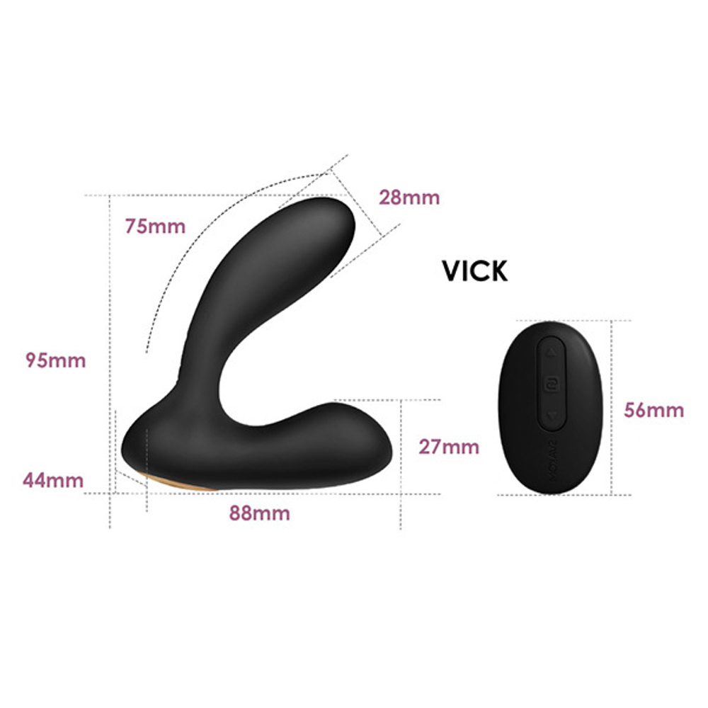 Чёрный вибростимулятор простаты с пультом ДУ Svakom Vick App-controlled Prostate and Perineum Massager SPM-03W
