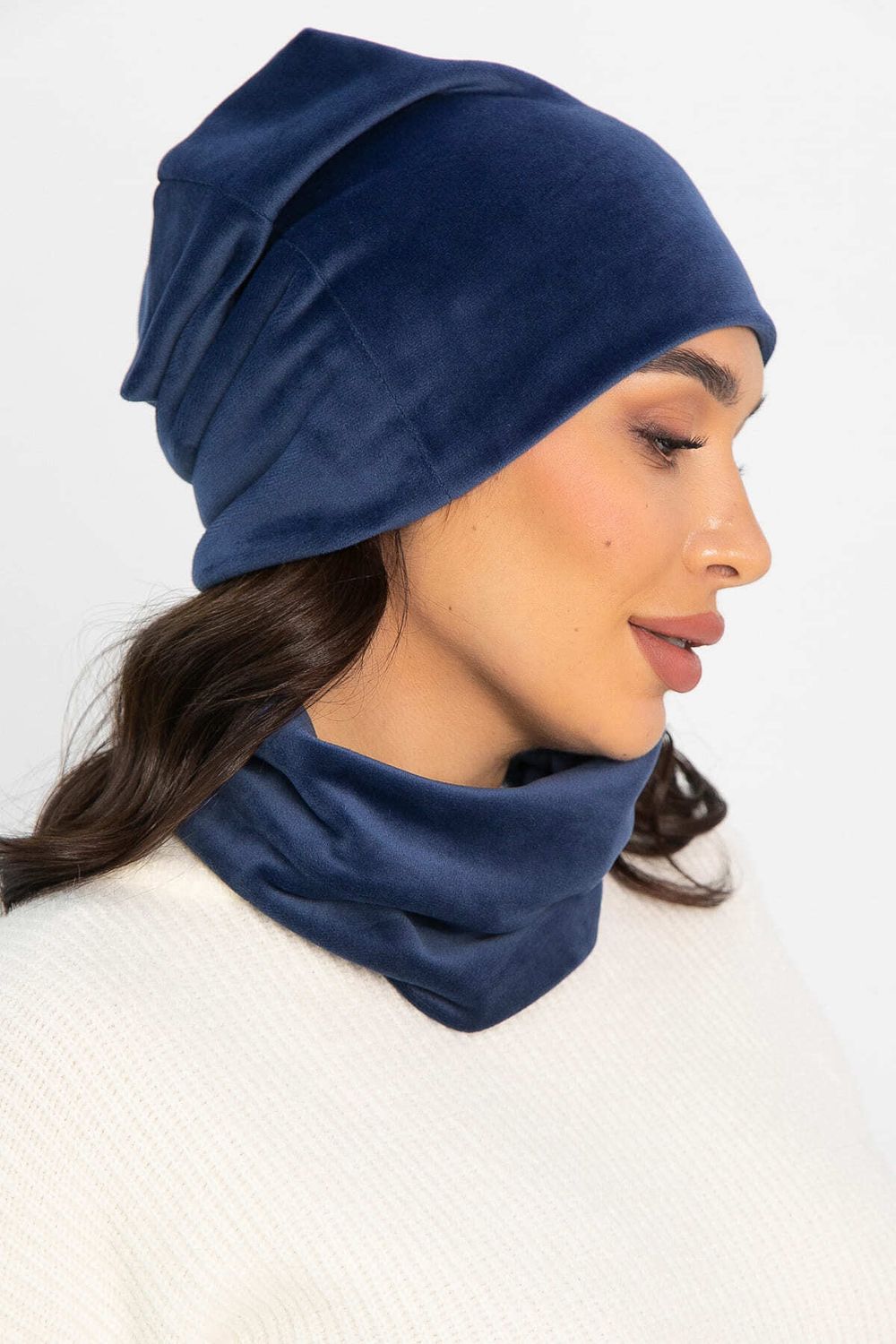 Комплект шапка шестиклинка и снуд (синяя) ШШС6-23М LT Collection