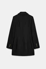 Шерстяное короткое пальто с перекрещивающимся воротником - ZARA