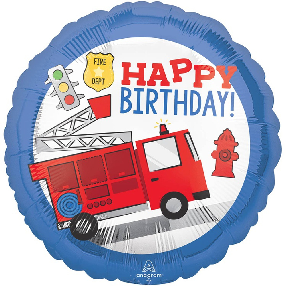 Шар Фольгированный Машина пожарная (Синий)