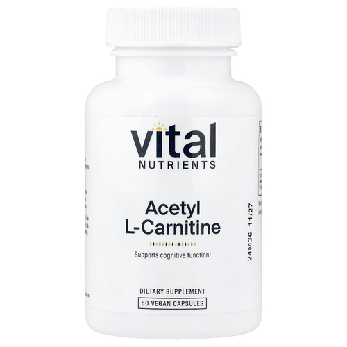 Vital Nutrients, Ацетил L-карнитин, 500 мг, 60 веганских капсул