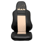 Чехлы MAN TGX, TGS с 2021 года без регулировки ремня безопасности водителя по высоте (экокожа, бежевый)