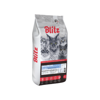 Сухой корм для стерилизованных кошек с индейкой Blitz Sensitive Turkey Adult Sterilised Cat All Breeds 10кг