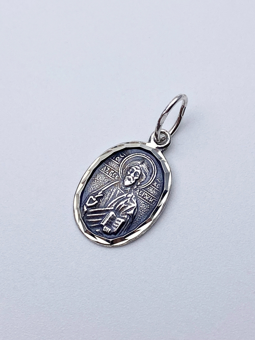 Образок из серебра/Чернение/С подвижным ухом/Спаситель