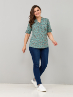 Блузка БЛ-122/шалфей-кораллцветы