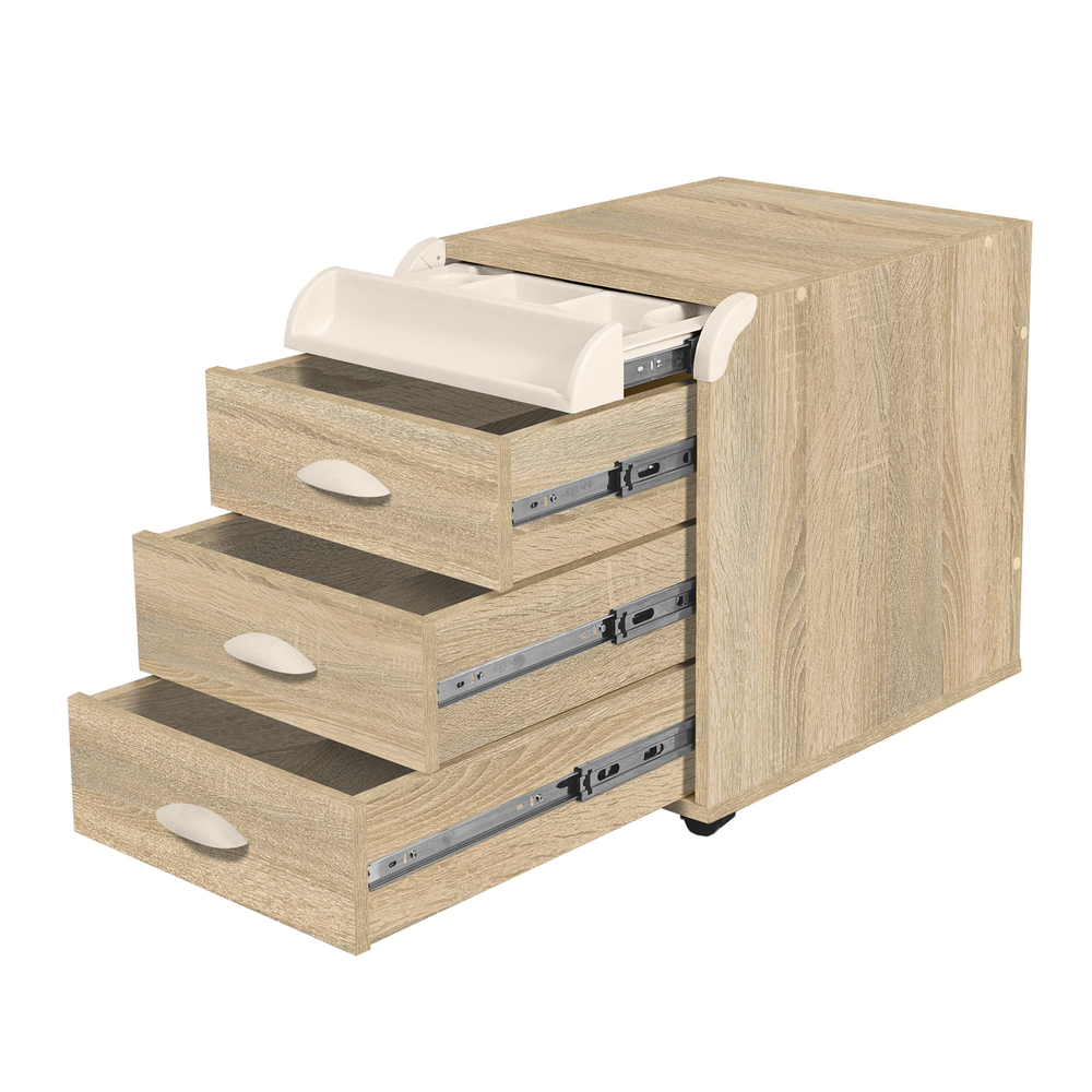 Тумба Дэми на колёсиках с 3 ящиками и органайзером для канцелярии (ТУВ.06)