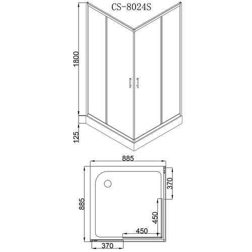 Душевое ограждение Loranto 90х90х195, поддон 13 см (CS-8024S)
