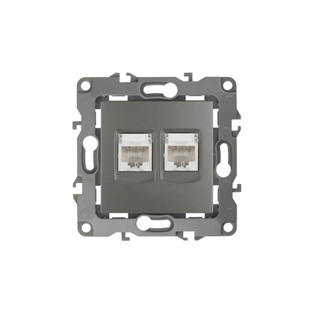 Розетка ЭРА Серия 12 12-3108-12 информационная двойная 2XRJ45 IP20 графит