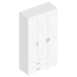 Шкаф 3-ств с 2 ящиками МС "Сандра"(Белый лофт)