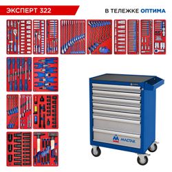 МАСТАК (52-07322B) Набор инструментов 323 предмета, "ЭКСПЕРТ 322", в синей тележке
