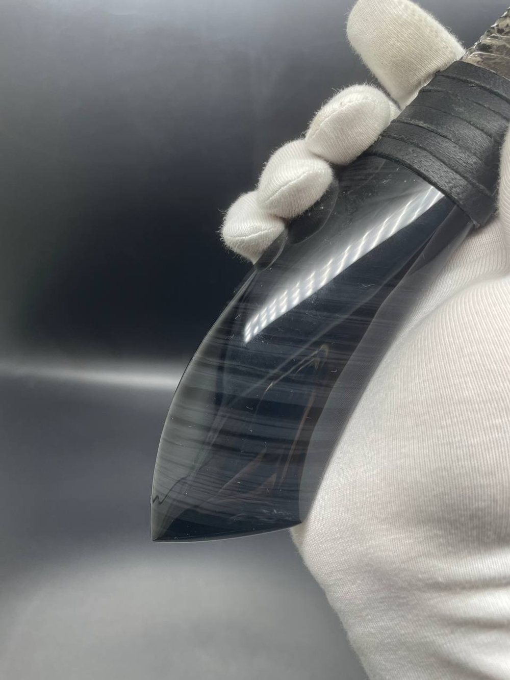 Обсидиановый клинок с рукоятью из обсидиана 25 см