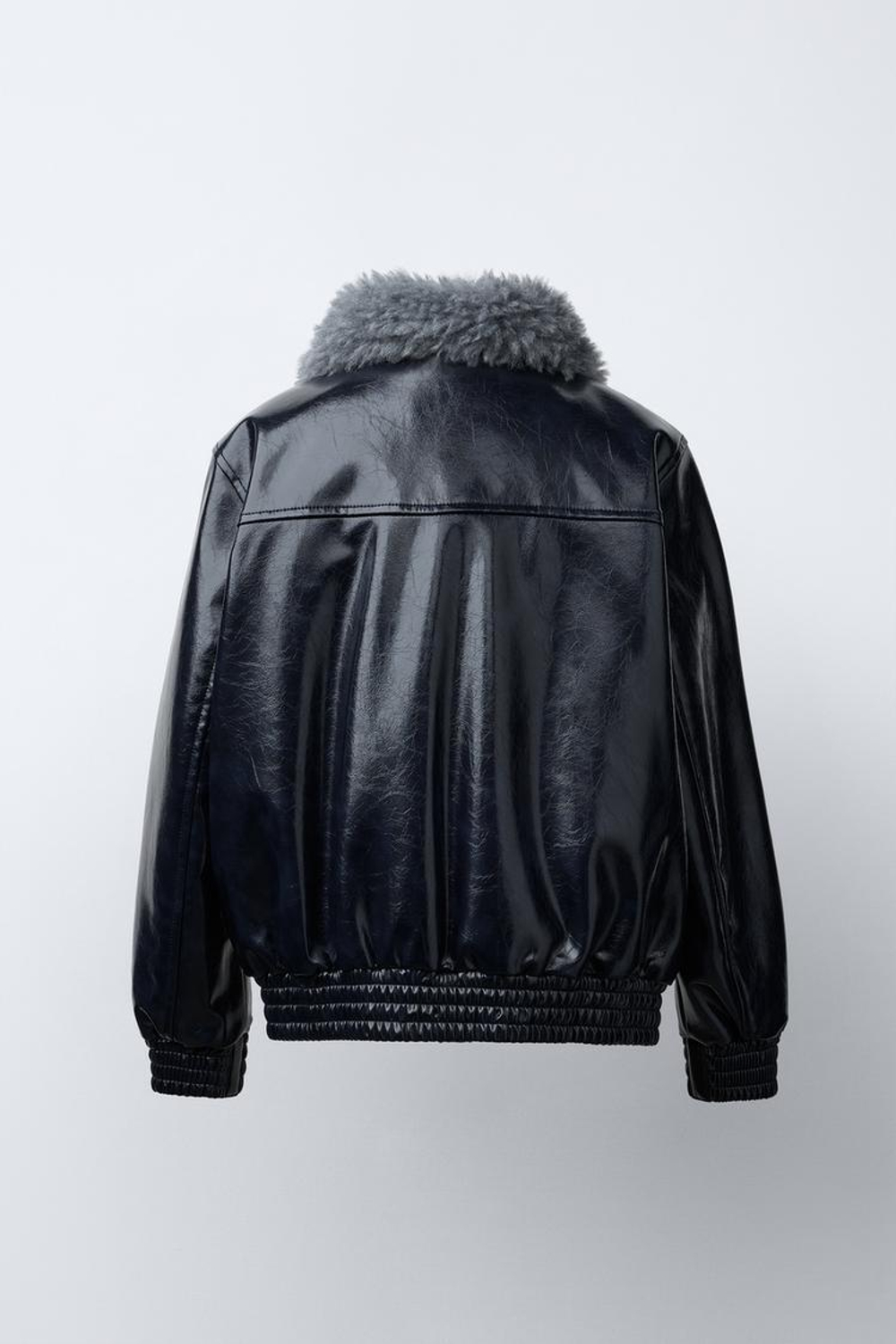 ZARA БОМБЕР С ВОРОТНИКОМ С ИСКУССТВЕННЫМ МЕХОМ, МОРСКОЙ СИНИЙ