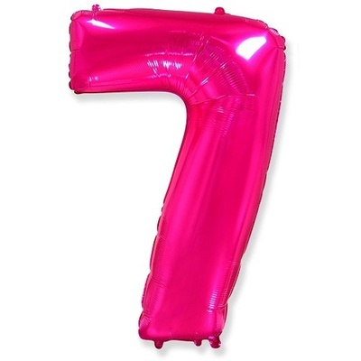Шар фольга Цифра 7 Fuchsia Фуксия 102см с гелием