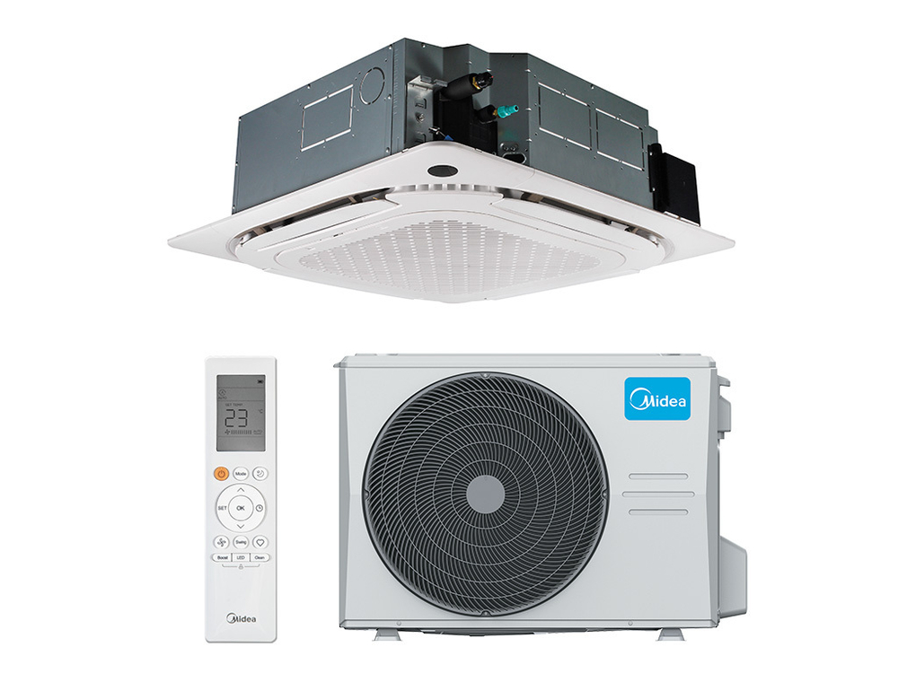 Кассетная сплит-система Midea серии MCD1-F-B/MO-N8 MCD1-24HRFNX(GA)-B/MOX430U-24HFN8-Q(GA)/T-MBQ4-04AWD