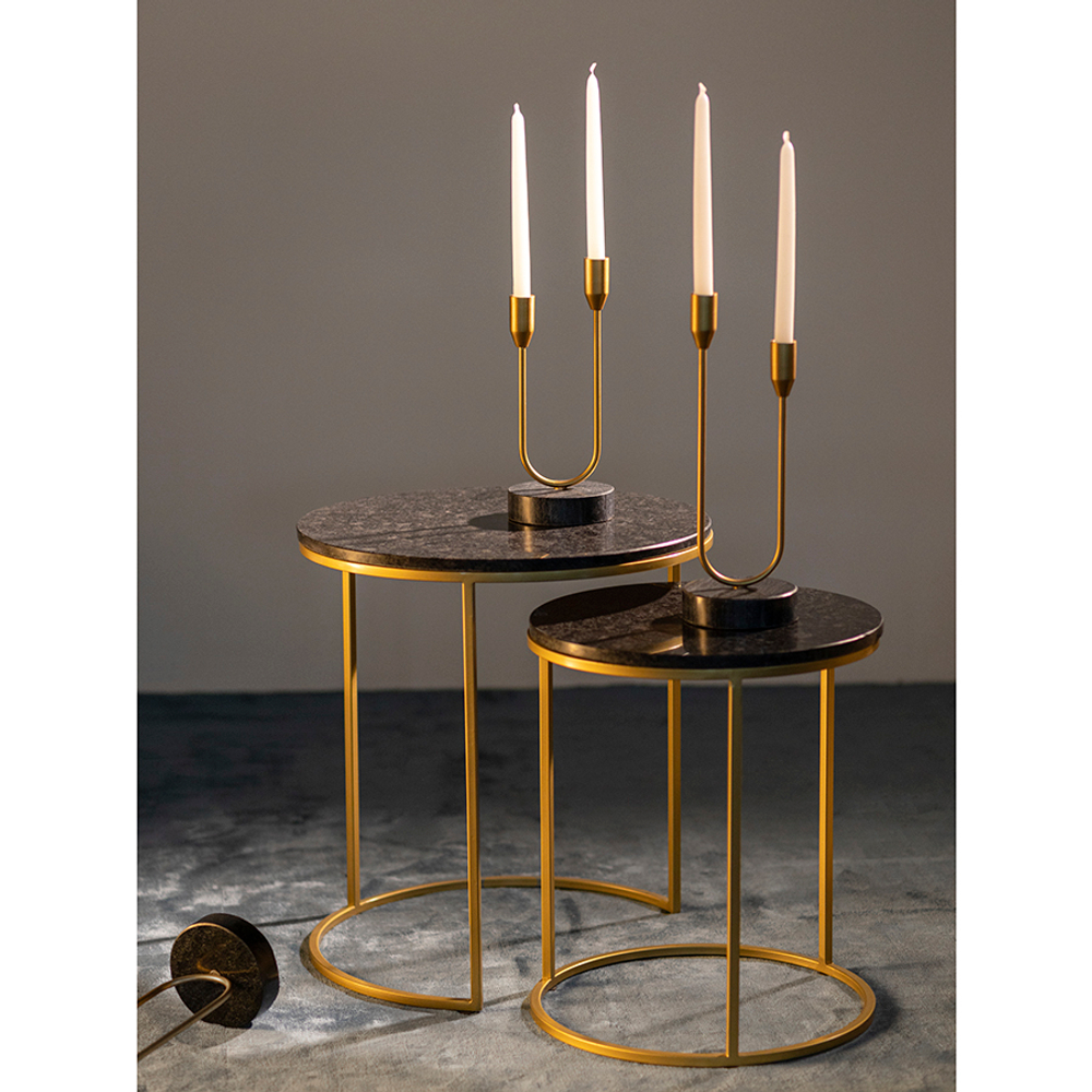 Набор из 2-х кофейных столиков hans, D40 см и D50 см, черный мрамор