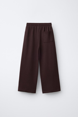 ZARA БРЮКИ WIDE LEG ИЗ ИНТЕРЛОКА, КОРИЧНЕВЫЙ