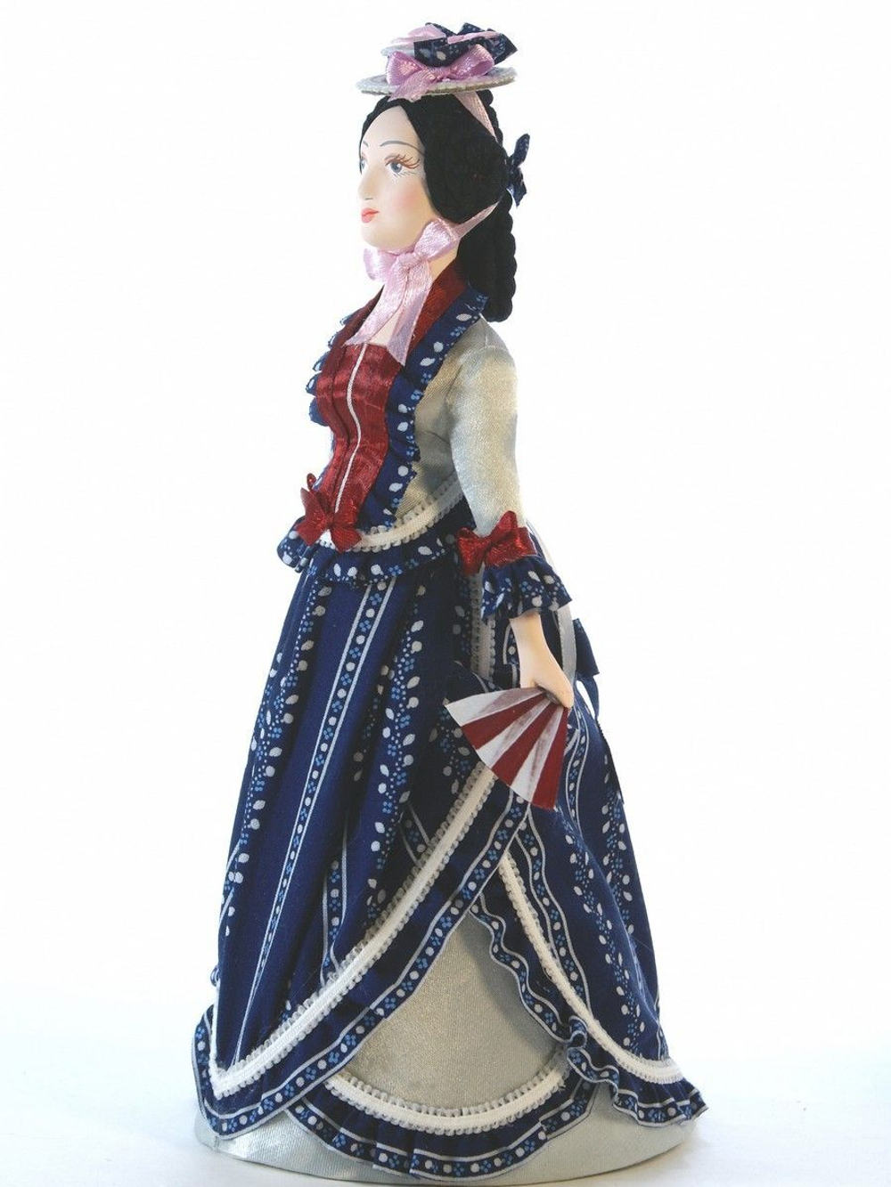 Кукла-шкатулка фарфоровая коллекционная Дама в костюме 18 века