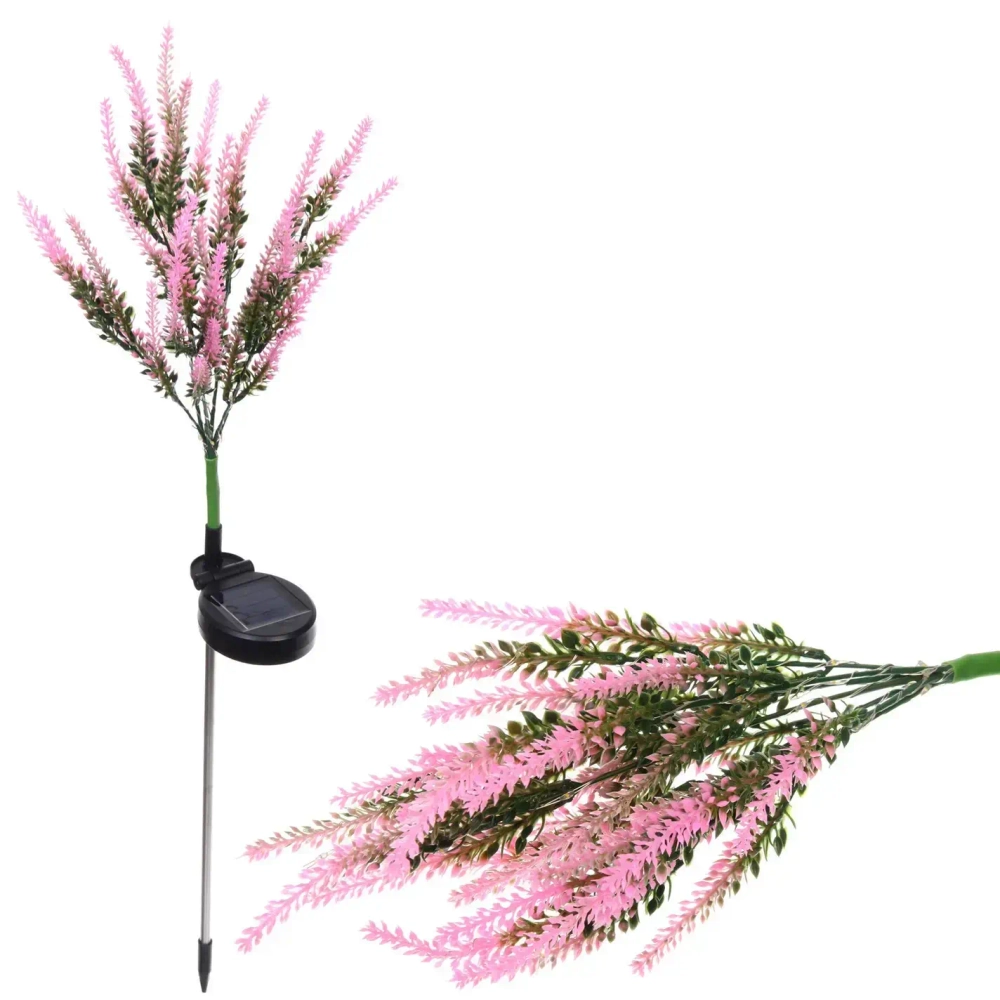 Светильник на солн.батарее (фигура на спице с подсветкой) «Лаванда» 73см, Розовый (свечение тепл.белый)