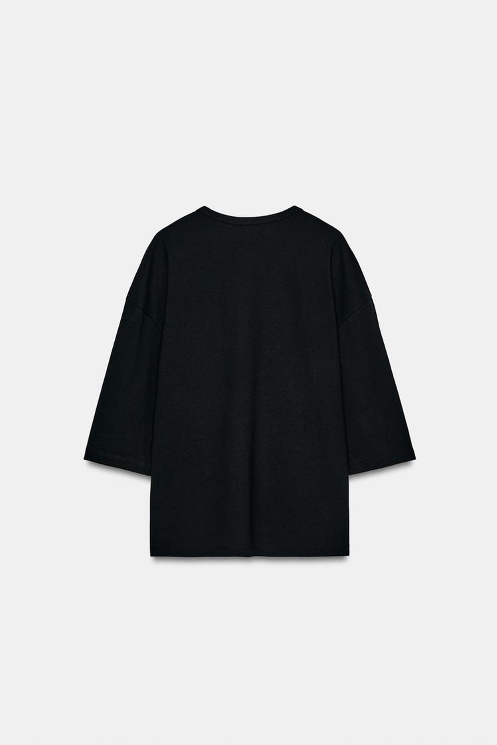 ZARA ФУТБОЛКА В СТИЛЕ РУСТИК С РУКАВАМИ ТРИ ЧЕТВЕРТИ, УГОЛЬНЫЙ