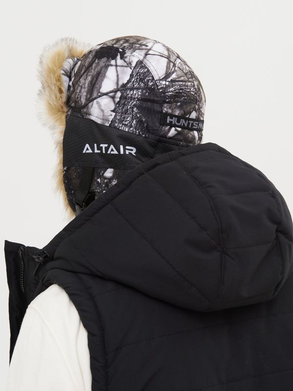 Шапка ушанка зимняя Альтаир с маской ткань Alova цвет Белый лес (ветки)