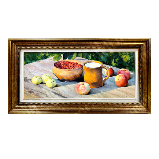 Бойченко П.В. Яблоки и брусника. Холст, масло. 2019.