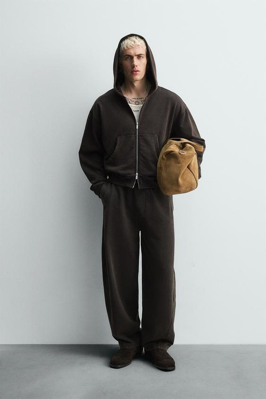 ZARA БРЮКИ-ДЖОГГЕРЫ BALLOON FIT, КОРИЧНЕВЫЙ