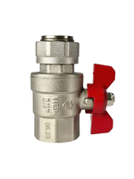 Кран шаровый 20 (3/4") ВН с американкой и упл. бабочка (VIEIR) VR224-02А,224-02