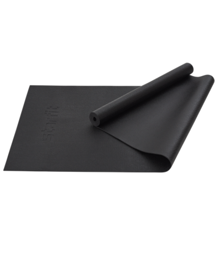 Коврик для йоги и фитнеса FM-101, PVC, 183x61x0,3 см, черный