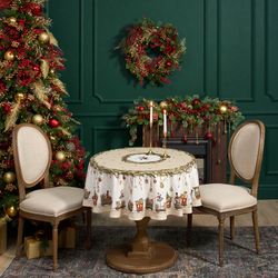 СКАТЕРТЬ КРУГЛАЯ "ЩЕЛКУНЧИК" ,150СМ , БЕЖЕВЫЙ ,100% ХЛОПОК , ТВИЛ