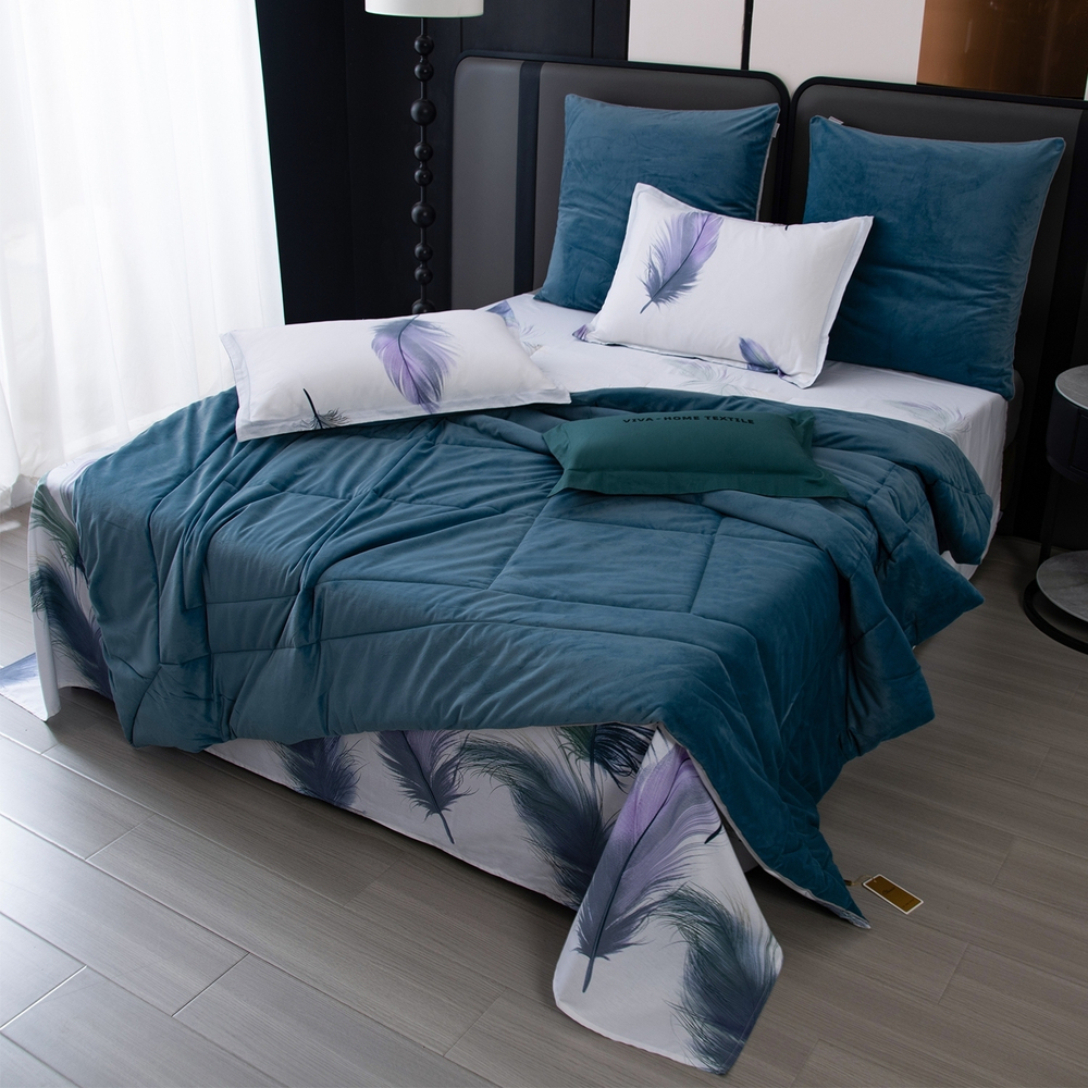 Комплект постельного белья на резинке Сатин Velouria Luxe с Одеялом VLR018