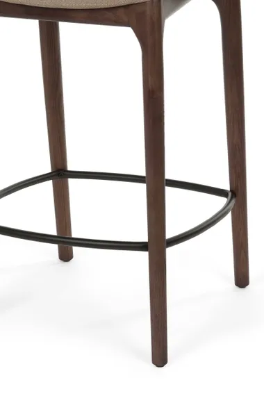 Полубарный стул Esse 65 см, темно-коричневый, бежево-серая водоотталкивающая обивка