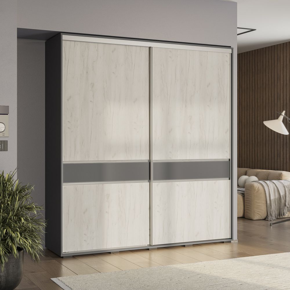 Шкаф-купе Крафт 10 Графит/крафт белый