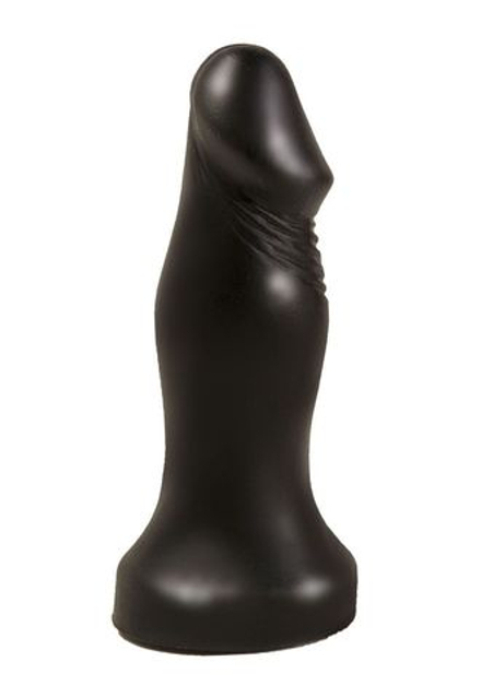Чёрный анальный фаллоимитатор с ограничительным основанием - 14 см.