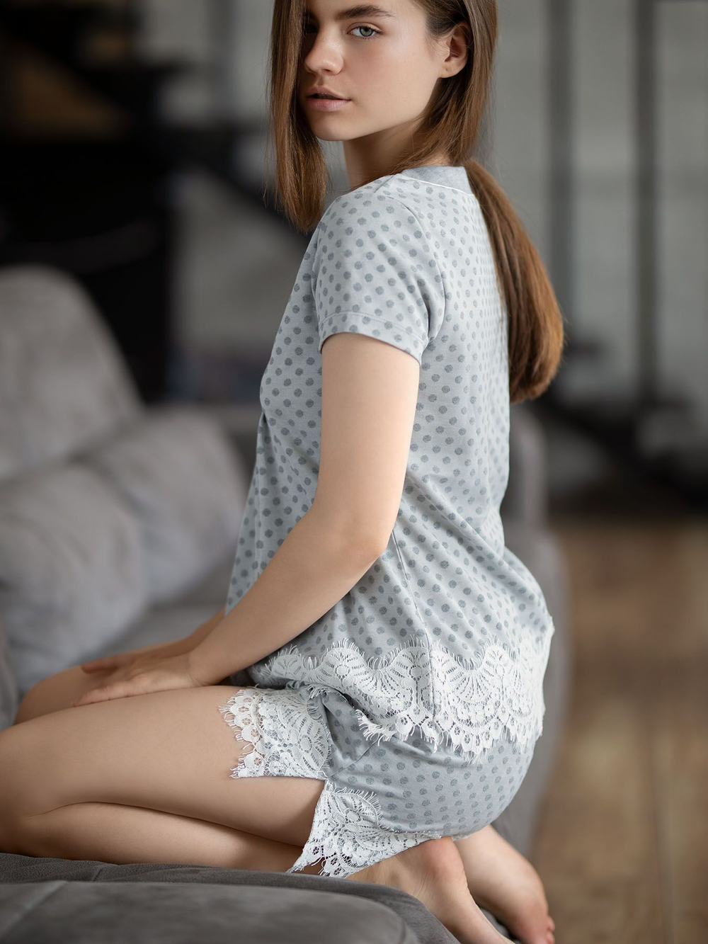 Женский домашний комплект (Размер: L) (Цвет: серый)