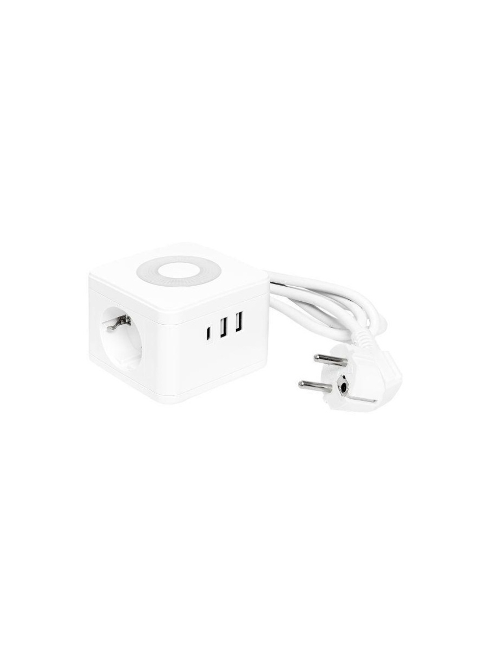Удлинитель "Куб" 2х1.3м 2USB 2.4А+Type C + Ночник 1кв.мм EKF UBA-CUB-2-TC