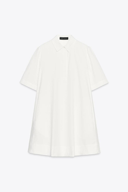 ZARA КОРОТКОЕ ПЛАТЬЕ ИЗ ПОПЛИНА — ZW COLLECTION, БЕЛЫЙ