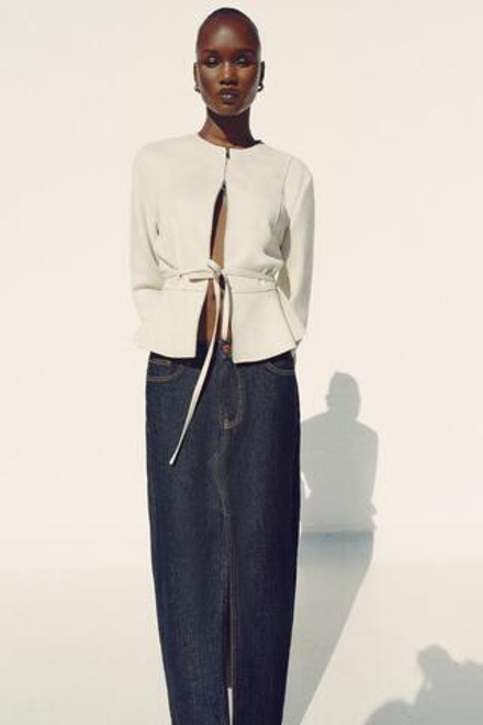 ZARA ДЖИНСОВАЯ ЮБКА МИДИ Z1975, СИНИЙ