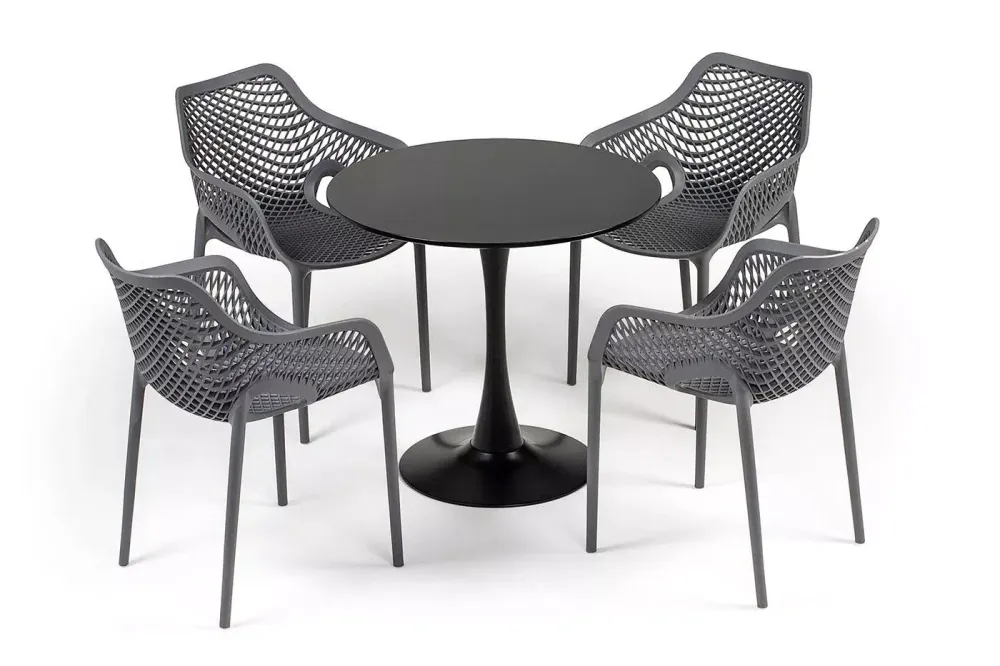 "Беллини" обеденная группа на 4 персоны, цвет темно-серый