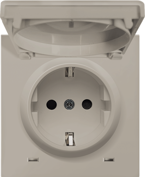 Накладка для розетки Schuko с заземлением, с крышкой, 16A 250 В~, матовый кашемир, серия R98